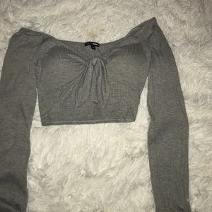 Gray puff sleeve Fashion Nova top